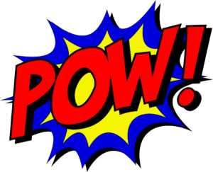 'POW!' written in a comic book style
