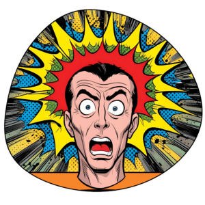 man with exploding brain